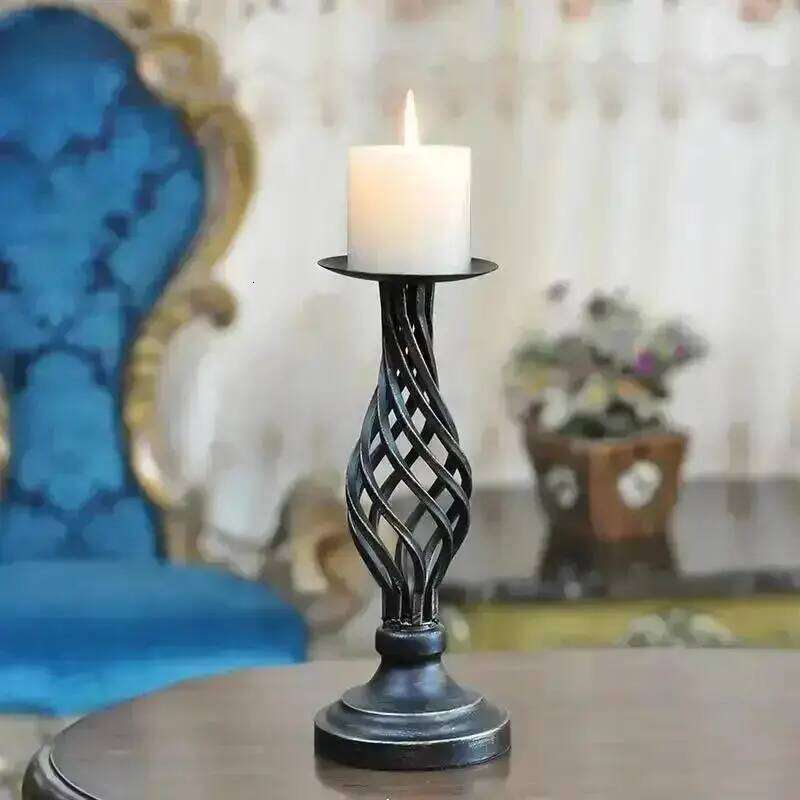 Atmosphere Restaurant Cafe Wedding Candlelight Dinner Prop Table Retro Candlestick Decoration H260310