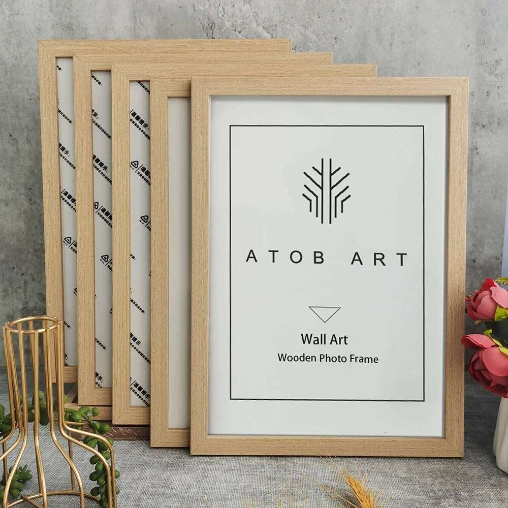 5Pcs Wooden Photo Frames Picture Wall 10X15 15X20 20X25 A4 Frame Stand For Pictures Certificate Commemorative Gift H260310 - view 3