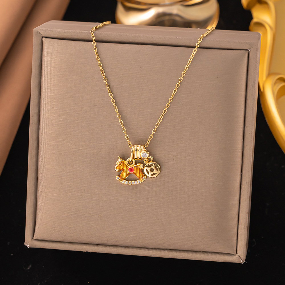 2026 New Designer Luxury Brand Women's Titanium Steel Necklace Instantly Wealthy High End Pendant Unique Multi Functional Elegant Micro Inlaid Co