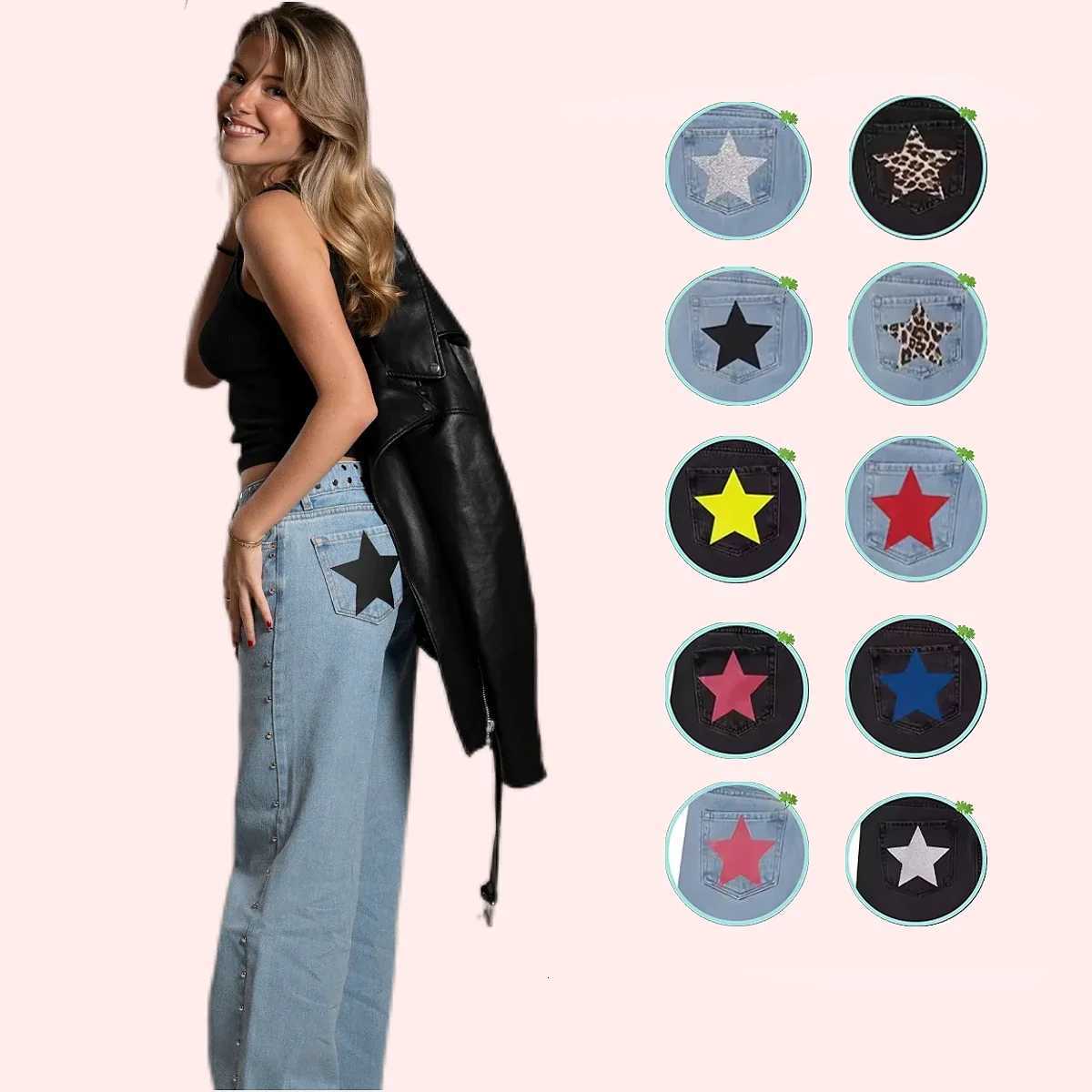 Five-Pointed Star Print High Waited Jeans Street Harajuku Baggy Jeans Women Clothing Casual Straight Denim PantsT260310