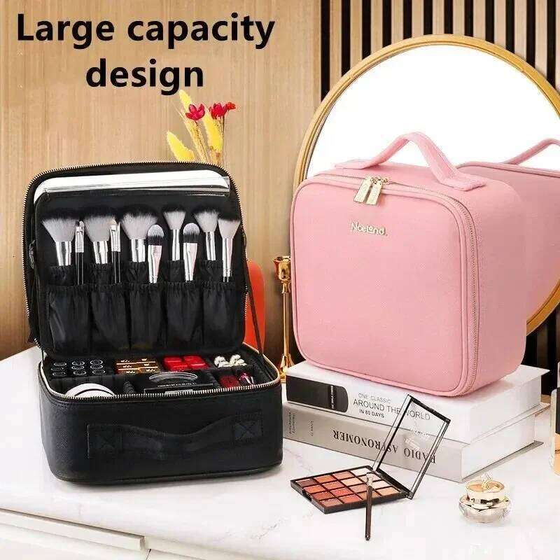 New LED Lighted PU Leather Cosmetic Case with Mirror Waterproof Portable Travel Makeup Storage Bag XJ260310