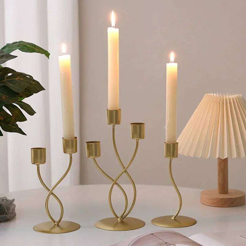 Metal Style Candle Holders Simple Golden Wedding Decoration Bar Party Living Room Home Decor Candlestick H260310