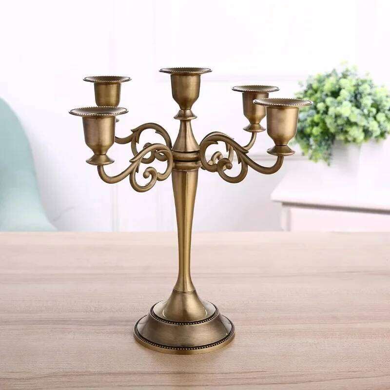 Home Bronze Candelabra Metal 5-arms/3 arms Holders Wedding Decoration Candlesticks Event Candle Stand Table Centerpiece H260310