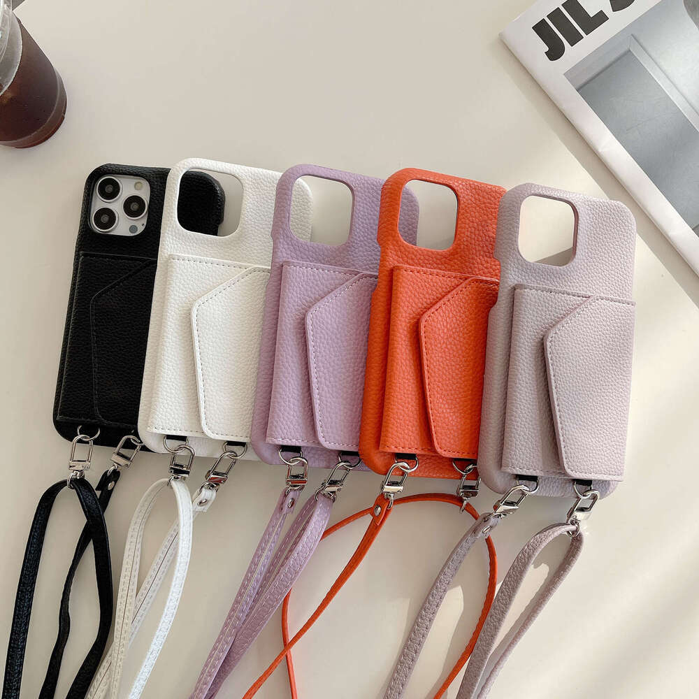luxury card holder lanyard compatible with cases for iPhone 16 Pro Max and Apple 15, leather makeup mirror phone case
