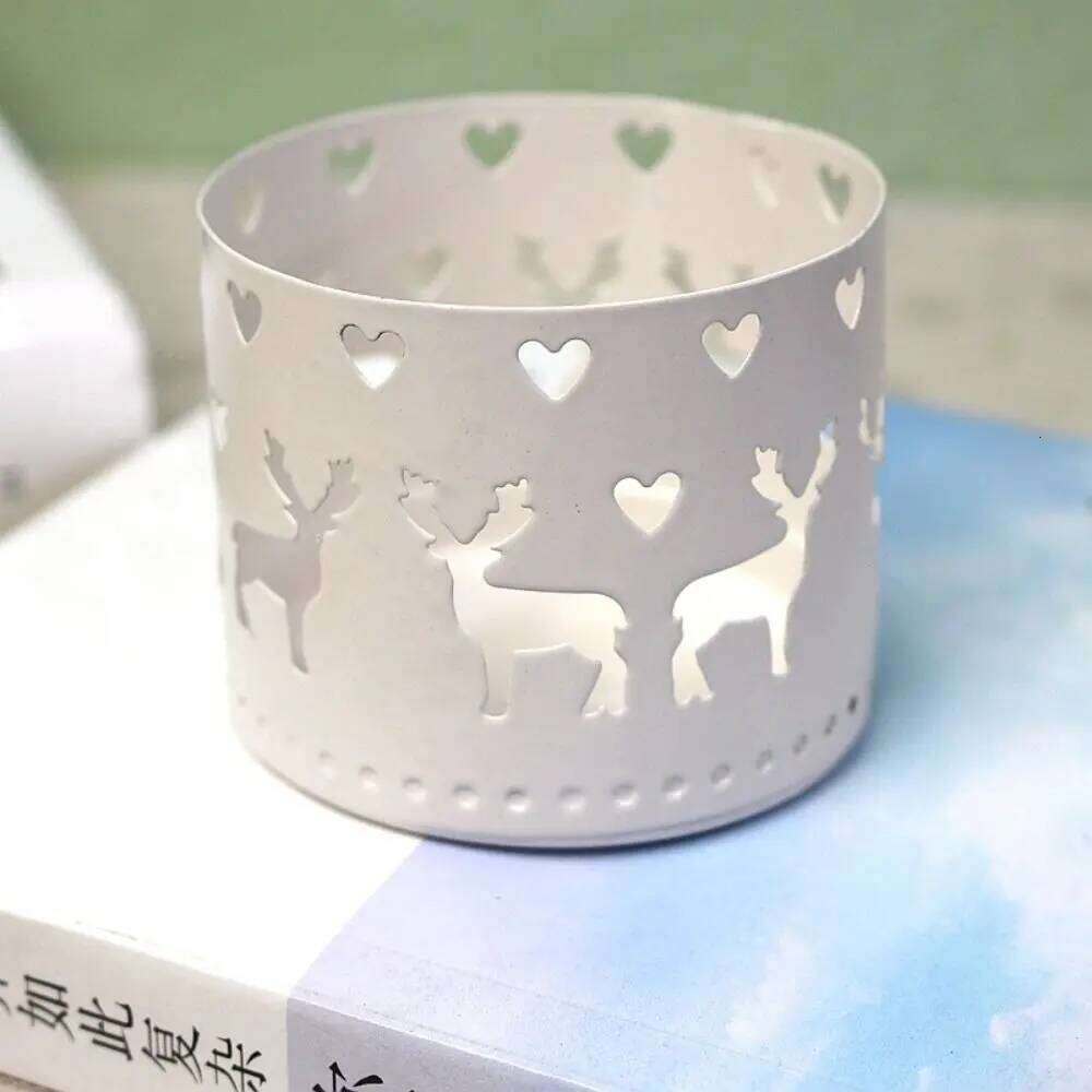 New Iron Christmas Candle Holder Elk Xmas Decorations Hollow Candlestick Navidad Gift Snowflake Home Table Ornaments H260310