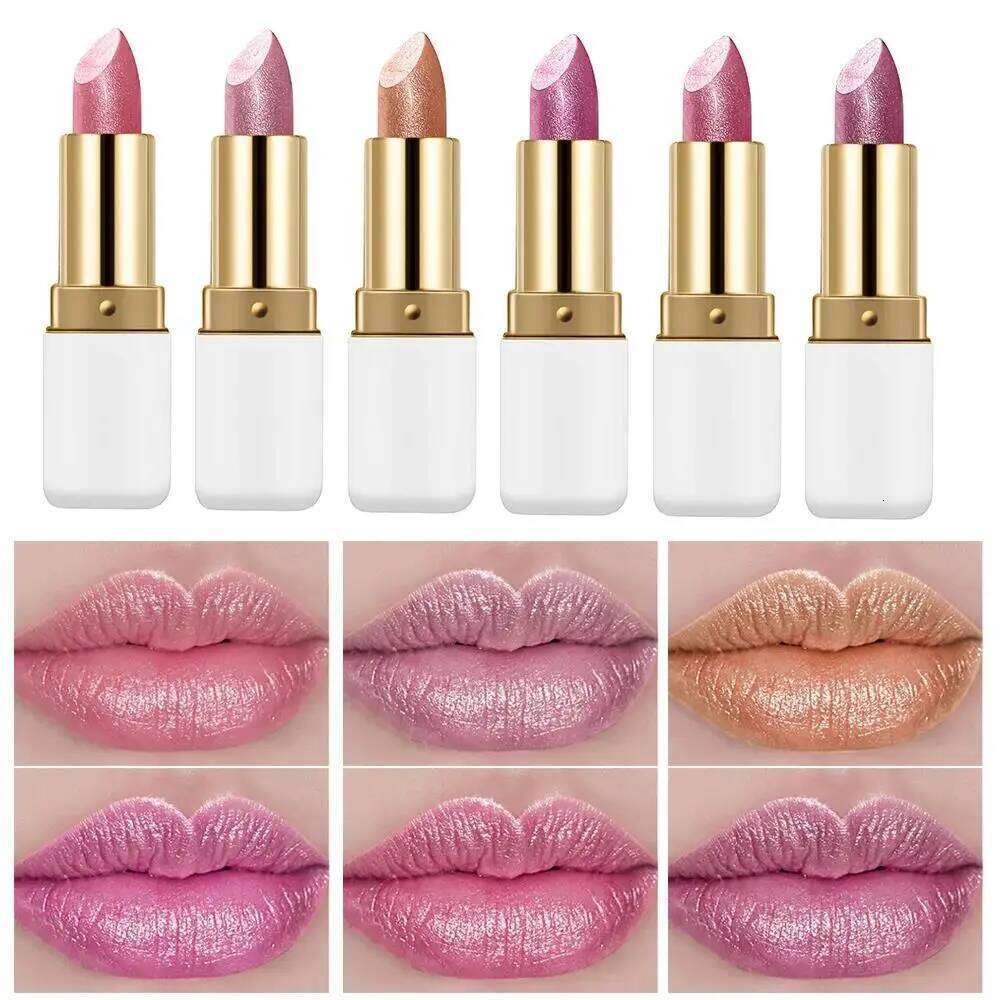 Metallic Lipstick Waterproof Long Lasting Moisturizing Matte Velvet Diamond Lip Gloss Pearlescent Z260310