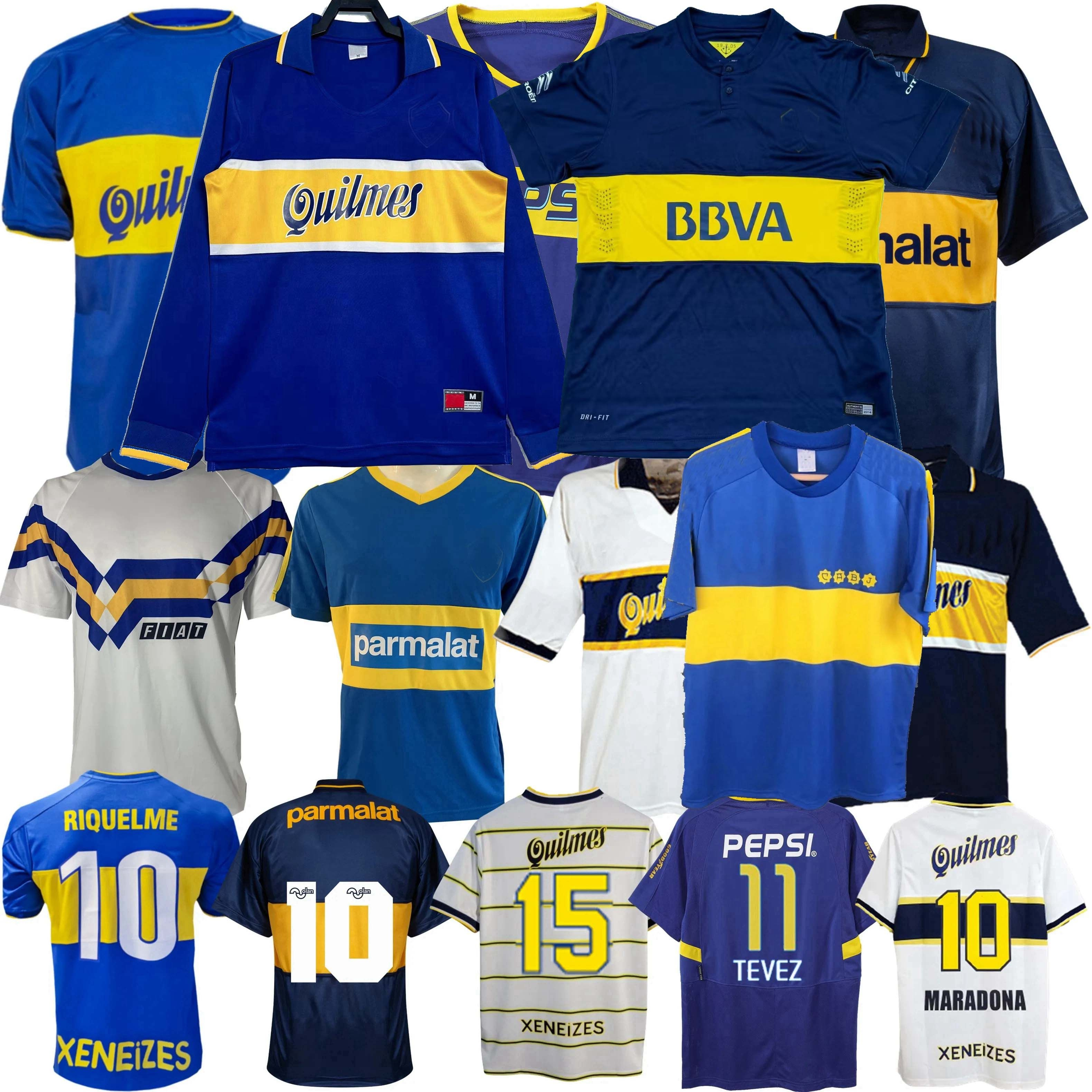 Boca Juniors retro soccer jerseys 1981 86 87 88 89 1990 91 92 93 94 95 96 97 98 99 2000 2001 2002 03 04 05 06 07 08 09 2010 11 12 13 14 15 Maradona Riquelme football shirts