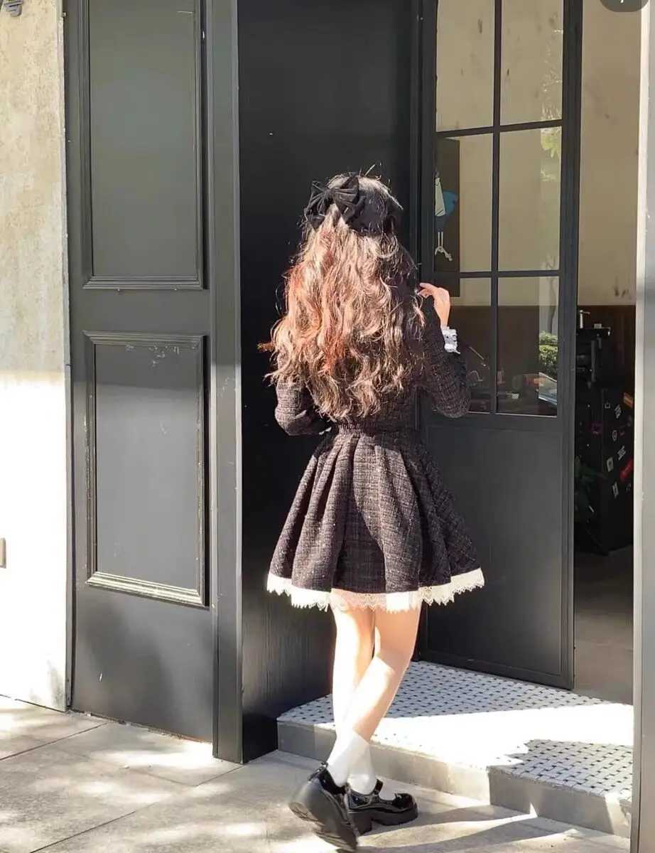 New Korean Version of Xiaoxiangfeng Elegant and Stylish Slim and Slim Dress Short Skirt and Long Sleeves for WomenT260310