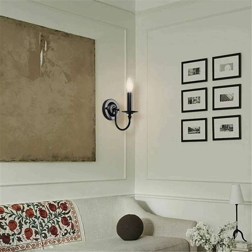 Black Industrial Sconces,Retro Simple Wall Lamp Home Decor Candle Holder for Bedroom, Dining Room, Living Room H260310