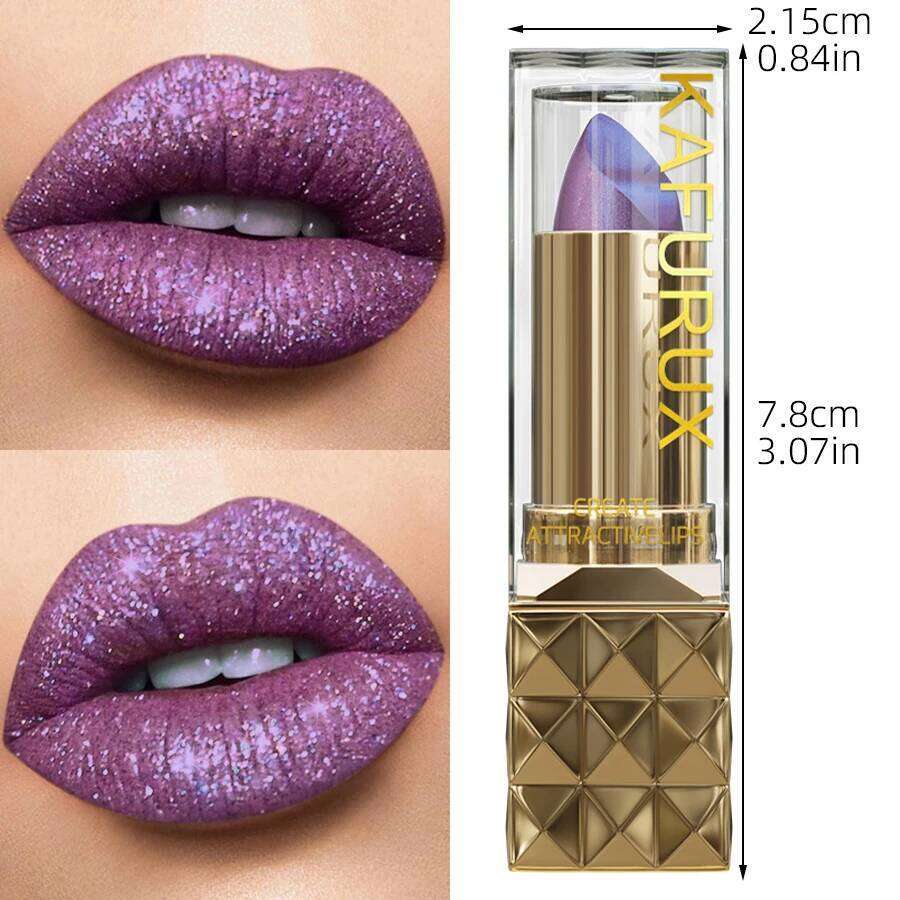 1pc Shiny Waterproof Flash Lasting Color Diamond Lipstick Non-stick Cup Matte Glitter Tint Makeup Lip Cosmetics Z260310