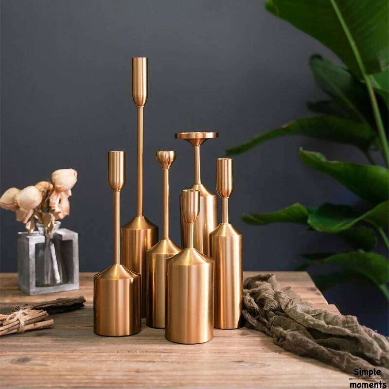 Metal Gold Plated Candle Holders High Quality Pillar Wedding Home Decoration Candlestick Props H260310