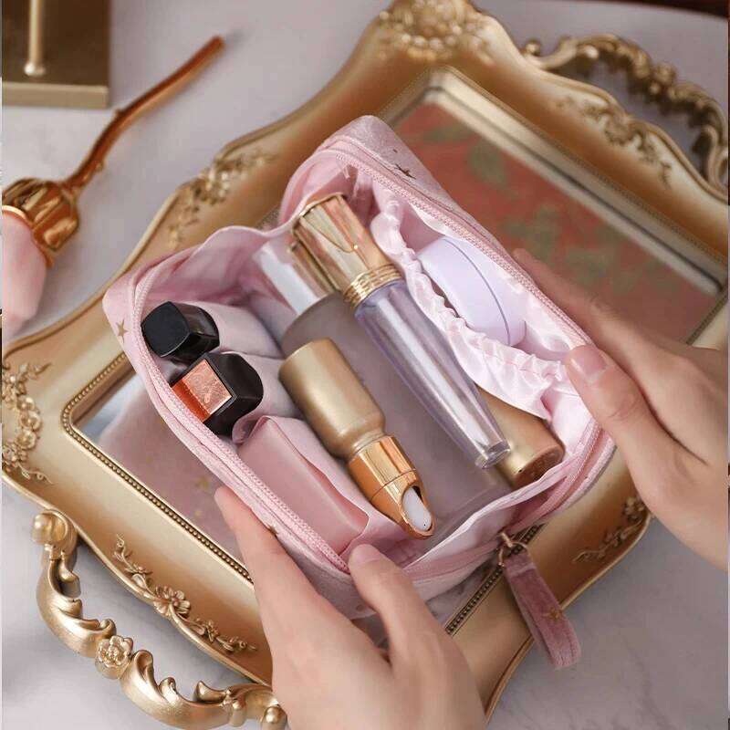 Velvet Makeup Organizer Soft Girl Lipstick Storage Women Toiletry Beauty Make Up Case Pouch Portable Cosmetic Bag XJ260310