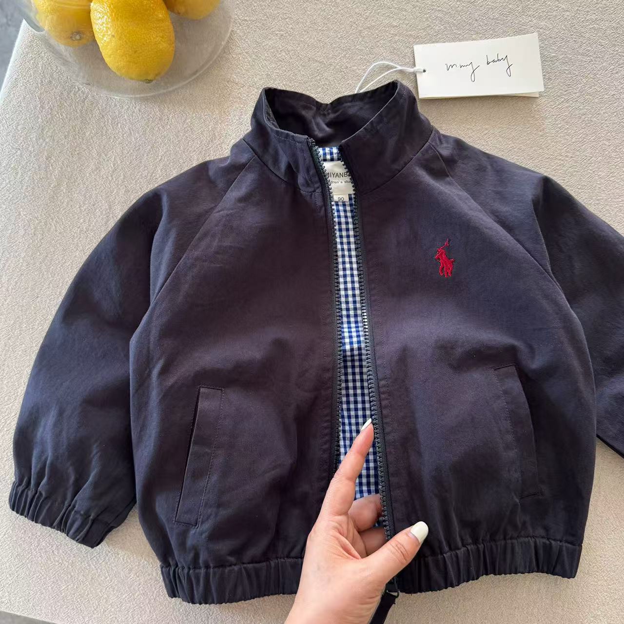 New free shipping designer jackets for kids jackets beige khaki navy blue Fashionable and versatile outdoor casual embroidered jacket
