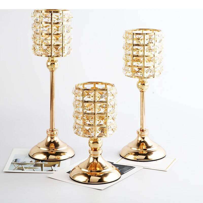 Modern Crystal Candle Holder Storage Ornament Crafts Candlestick Living Room Desktop Simple Candelabra Decorations H260310