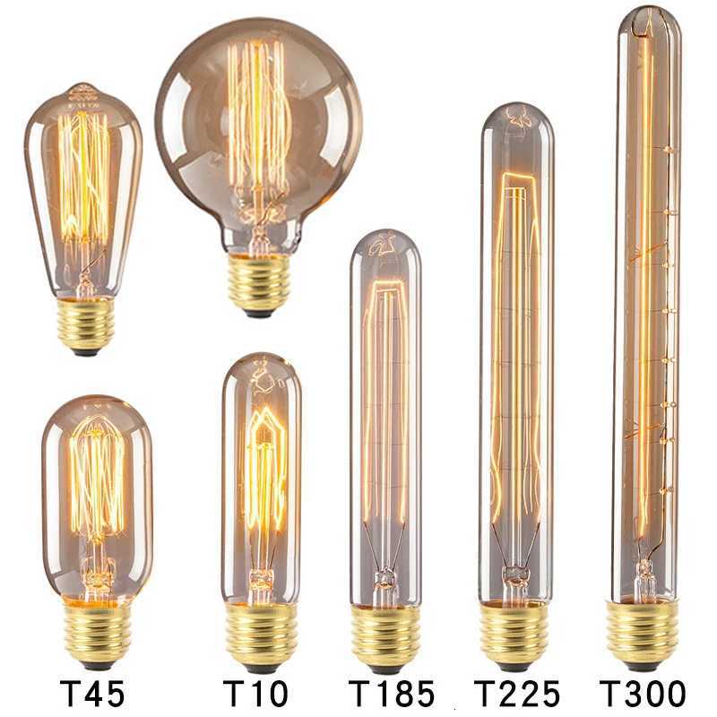 Retro Edison Light Bulb E27 220V 110V Bedroom Industrial Attic Retro Light Bulb Home Decoration T10 T30 T45 T185 T225 ST64 G125 H260310