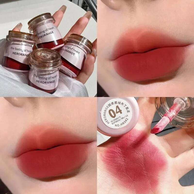 Canned Pudding Lipstick Mud Velvet Matte Mist Glaze Easy To Apply Long Lasting Lip Gloss Waterproof Lips Makeup Cosmetic Z260310
