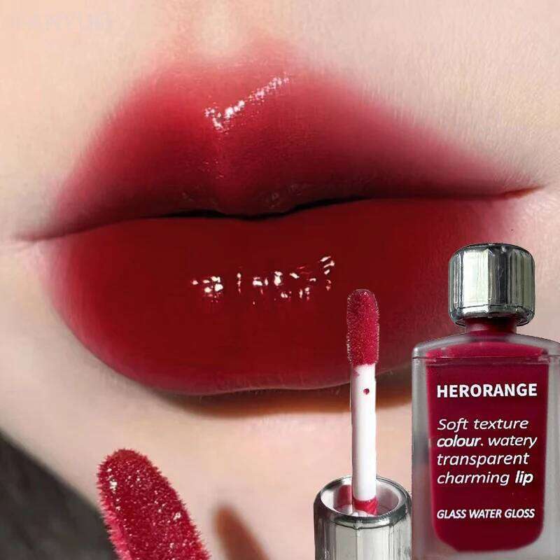 Transparent Water Glossy Red Gloss Mirror Jelly Liquid Lipstick Hydrating Moisturizing Long-lasting Lip Tint Stain Cosmetics Z260310