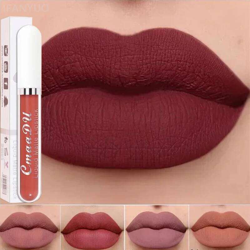 18 Colors Matte Lipstick Waterproof Long Lasting Velvet Texture High Saturation Lip Gloss Easy Color Non-stick Cup Lips Makeup Z260310