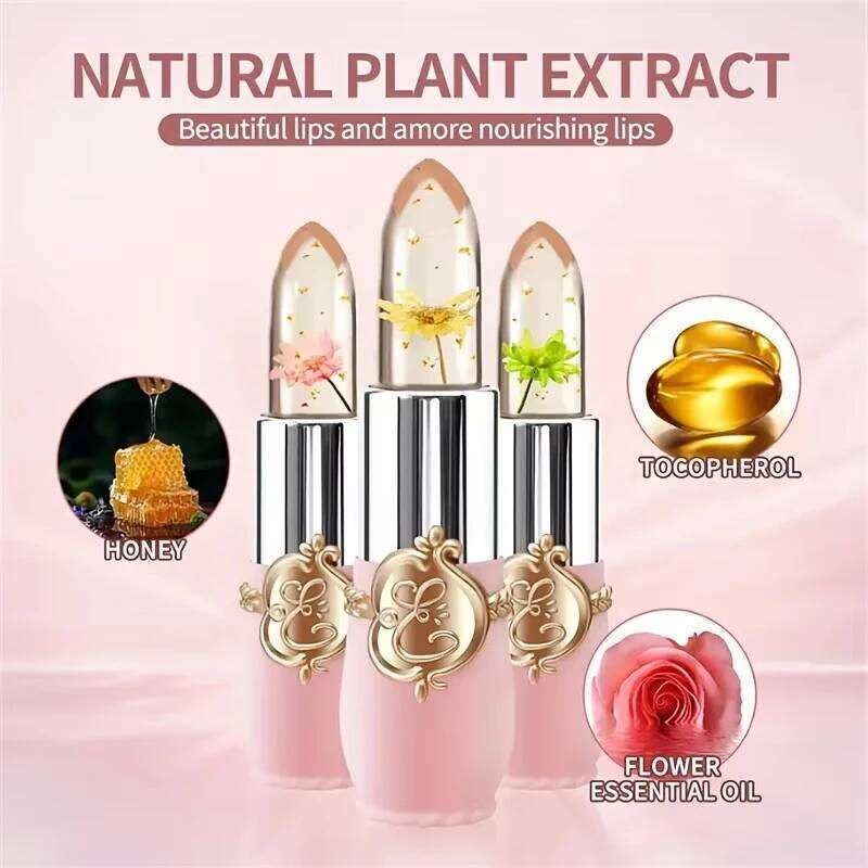 Mouth Jelly Lipstick Temperature Change Flower Lasting Nutrition Moisturizing Color Changing Lip Gloss Z260310