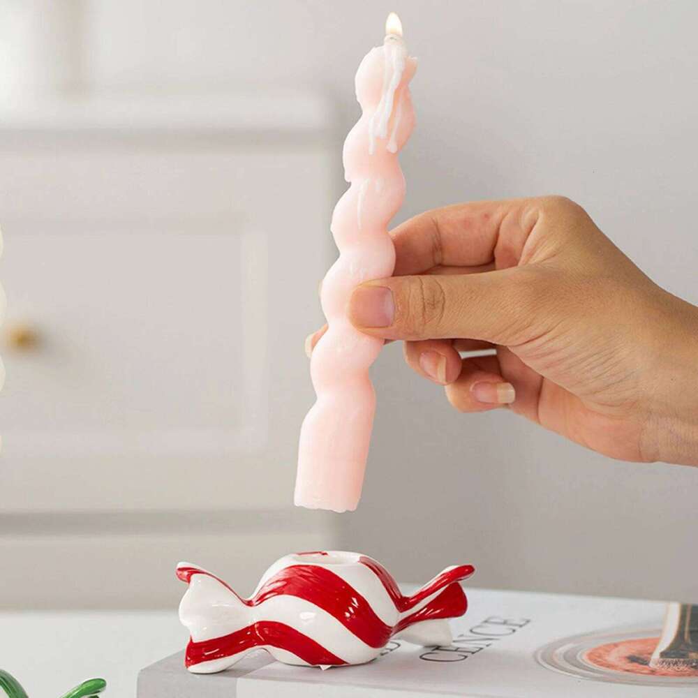 Creative Christmas 2026 New Years Xmas Candy Ceramic Candle Holder Desktop Ornament Home Decor Party Favor Present H260310