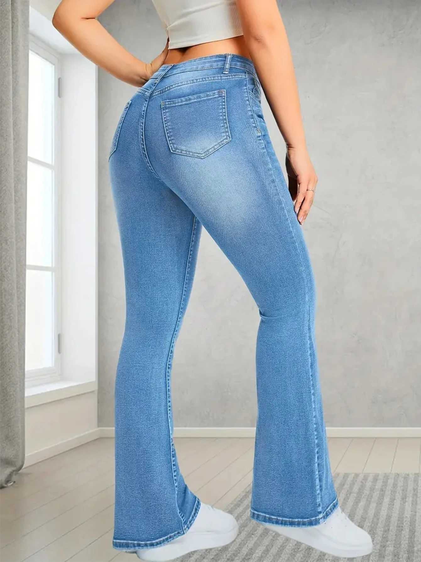 Womens Pants Casual Streetwear High Waist Wide Leg Flared Trousers Loose Fit Comfortable Daily Walking Denim M260310