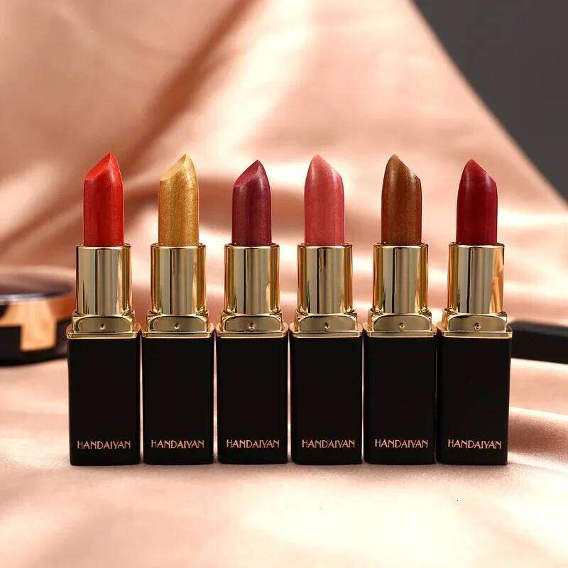 9 Colors Glitter Nude Lipstick Waterproof Long Lasting Non-stick Cup Mermaid Sexy Velve Lip Stick Lips Shimmer Makeup Cosmetics Z260310