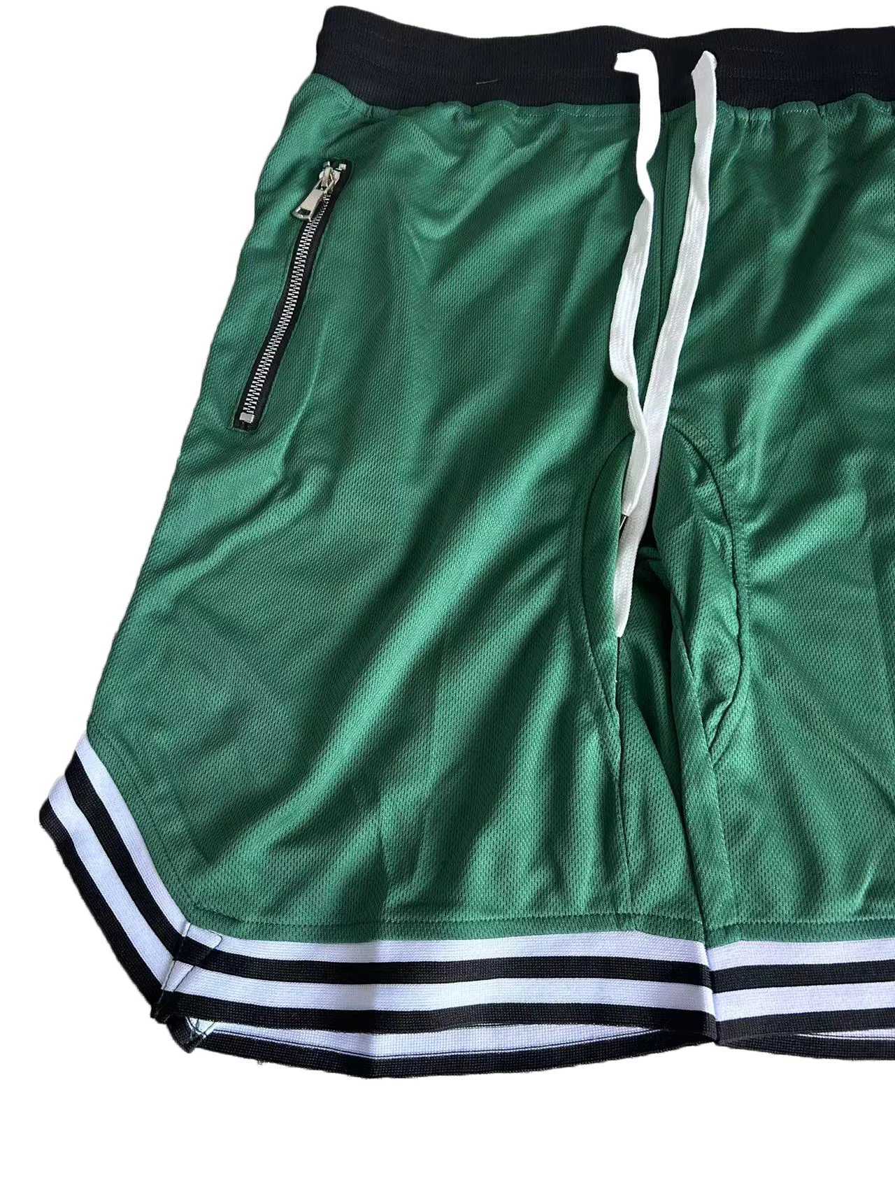 Mens zippered pocket drawstring shorts sportswear breathable quick drying comfortable loose fitting color matching shorts N260310