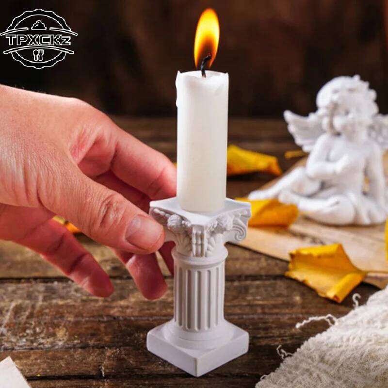 Roman Pillar Greek Column Statue Pedestal Candlestick Stand Figurine Sculpture Indoor Home Dinning Room Garden Scenery Decor H260310