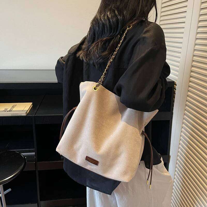 Fall Winter New Women's Tote Bag with Chain Strap, Suede Crossbody & Shoulder Handbag, Elegant Top-Handle Purse for Daily Use XJ260310