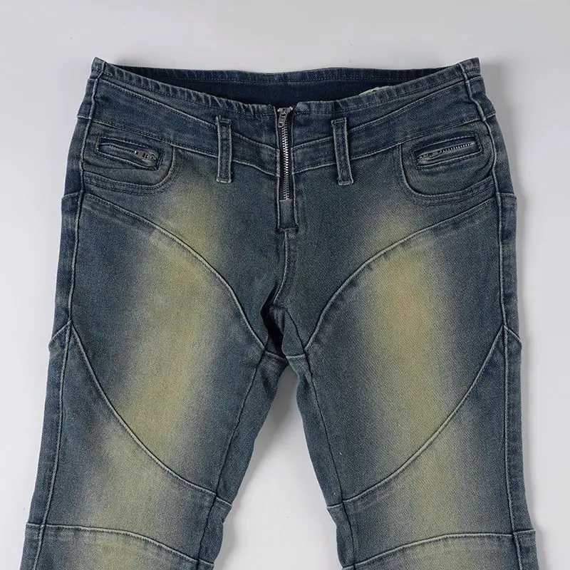 Women Vintage Low Rise skinny Flare Jeans Streetwear Gyaru Harajuku Trashy Y2K Denim Pants 2000s 90s Slim Trousers Pantalones M260310