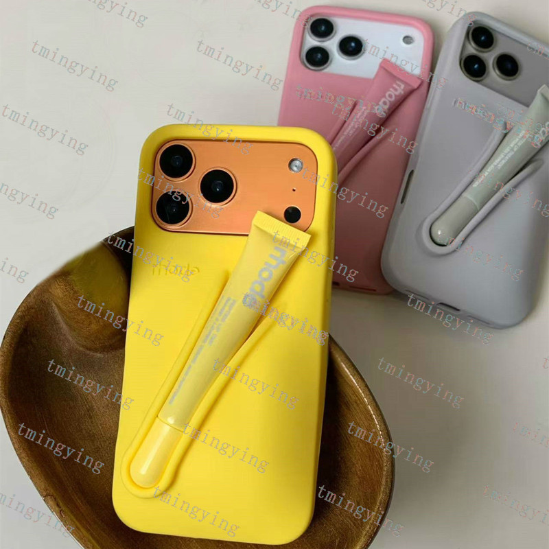 17 Pro Max Phone Case Designer Lemontini Lip Gloss Portable Lipstick Holder Silicone Cases for Apple iPhone 16 Pro Max 15 Plus 14 13 12 ProMax 17 Air Cover iPhone17 Case