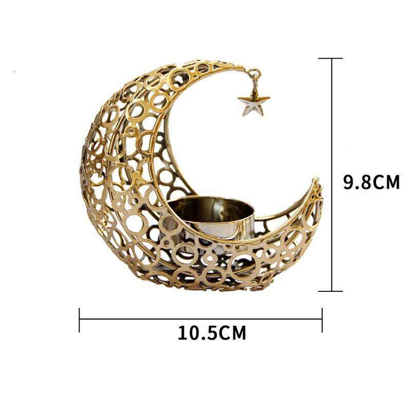 10.5CM light luxury crescent star moon black gold metal holder modern romantic wedding Christmas candle cup H260310