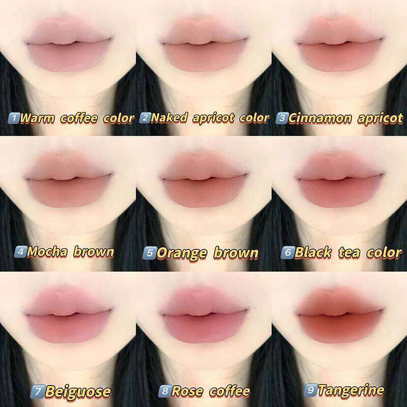 Cappuvini 9 Colors Velvet Lip Mousse - Matte & Natural Finish, Long-Lasting Non-Drying, Cute Bear Design for Youthful Look, Z260310