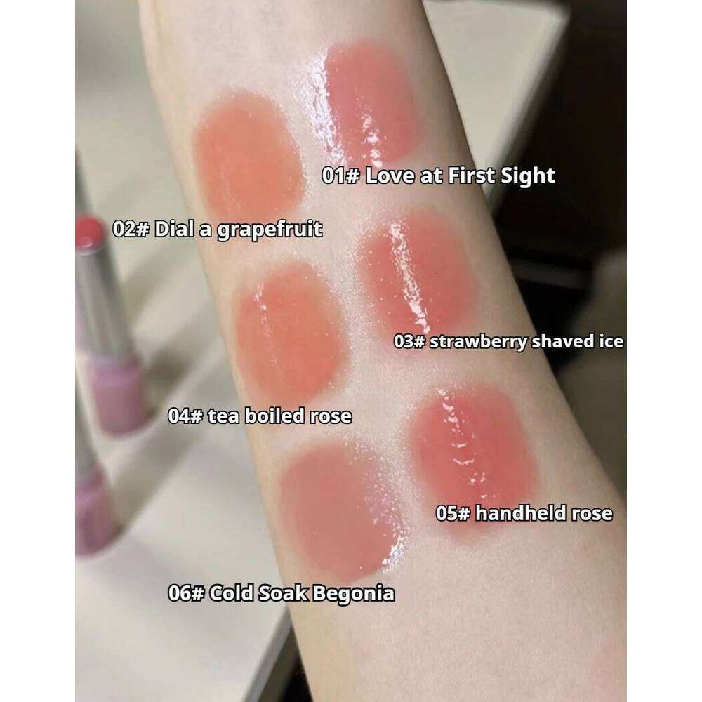 FLORTTE Lipstick Blooming Lovely Series Moisturizing Mirror Water Glaze Not Easy to Stick Cup Solid Lip Balm Makeup Z260310