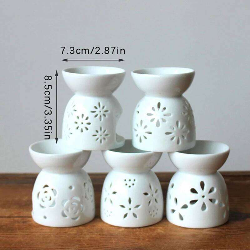 Ceramic Aroma Handmade Hollow Flower Pattern Essential Oil Burner Candle Lamp Many Style HomeOffice Crafts Decor H260310