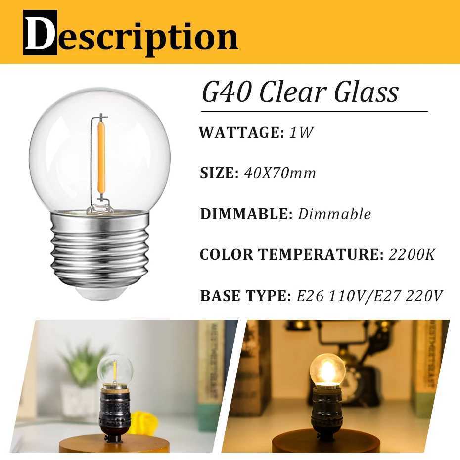 Genixgreen G40 Low Wattage Night Light Bulbs Dimmable E27 220V 2700K 1W Equal 10 Watt Incandescent Bulb For Bedroom Home Decor H260310