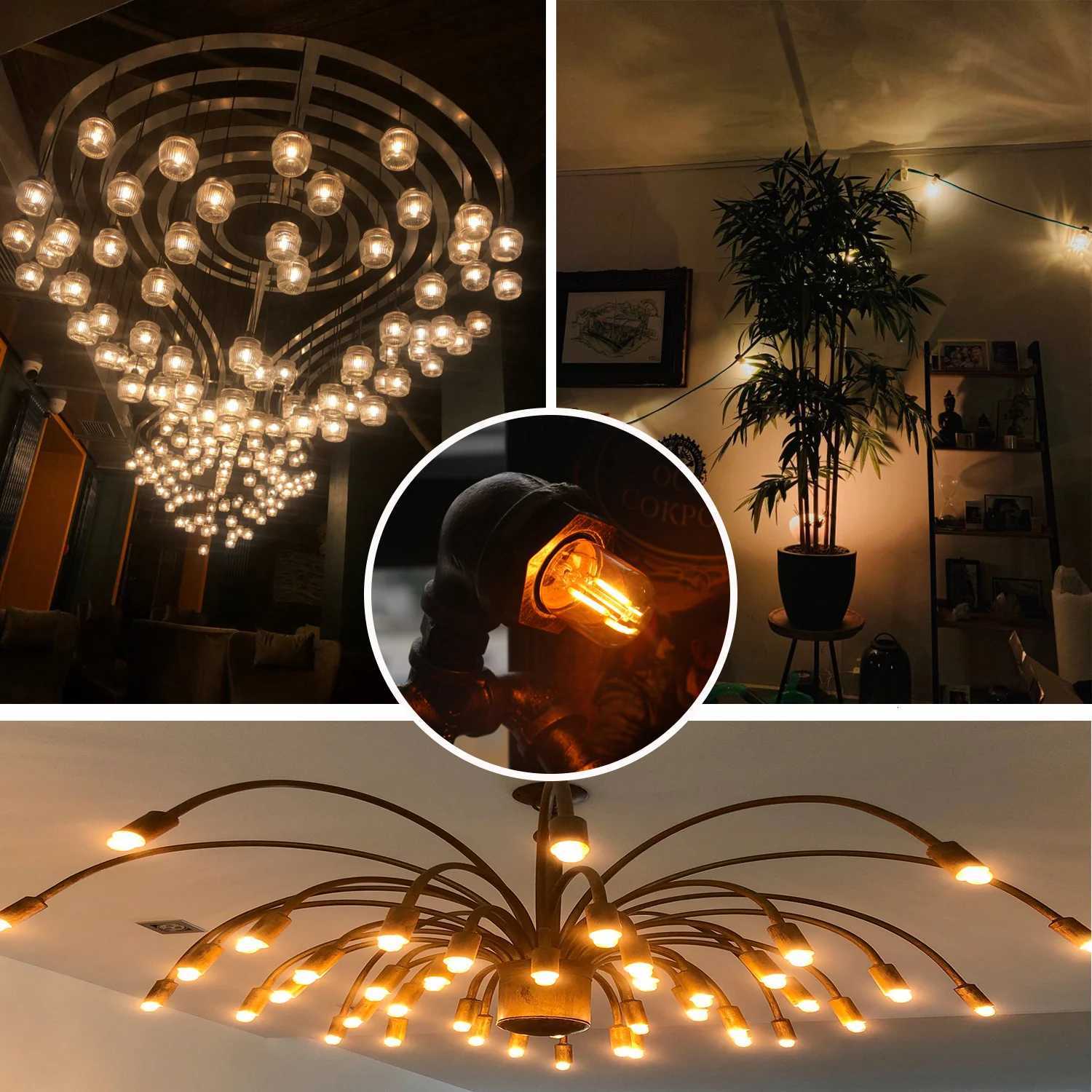 GANRILAND E27 Tubular Led Light Bulbs Gold Tint Warm White 2200K Low Watt 1W 110V 220V Dimmable Indoor Decor Vintage Small Bulb H260310