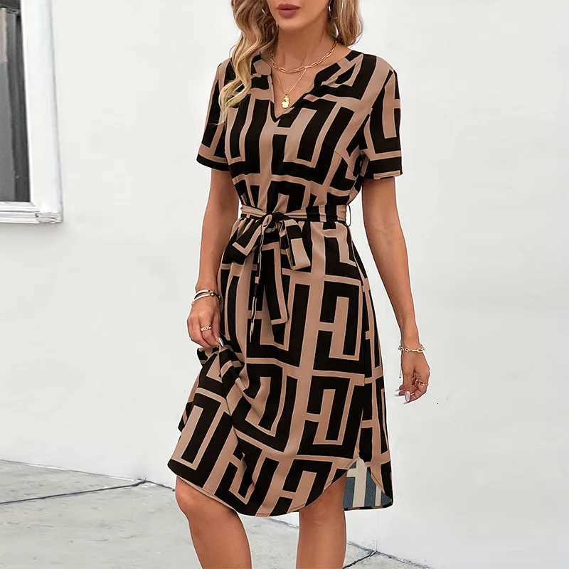 Casual Loose Printed Short Dresses For Women 2025 Fashion Summer Womens A-Line Midi Dress Elegant Vintage Female DressesT260310