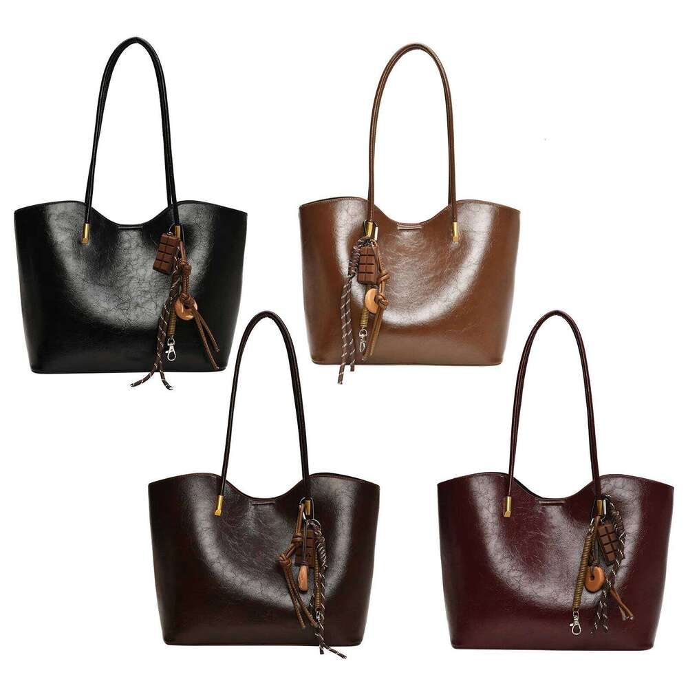 Women PU Leather Solid Color w/ Zipper Single Shoulder Tote Bag Large Capacity Handbag for Outing Commuting XJ260310