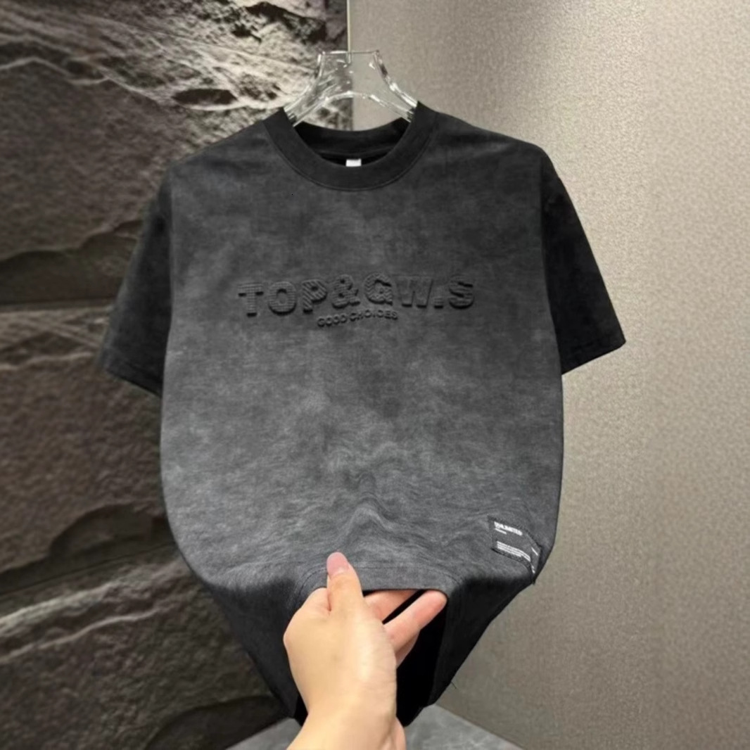 Designer Shirt Summer New Design Short Sleeve T-shirt For Men Ice Silk Light Luxury Tie-dye Hot Style Embossed Steel Print Half Sleeve