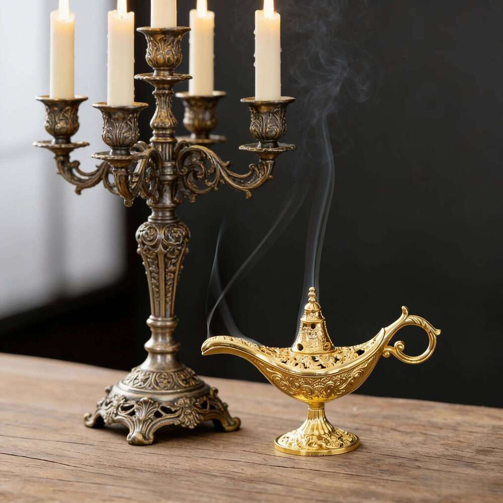 Aladdin Genie Lamp Burner Made of Alloy Material Ideal for Tea Ceremony Decoration and Incense Use H260310