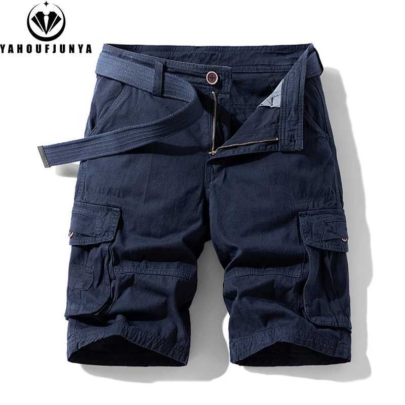 New Men Summer Outdoor Leisure Buttons Cargo Style Shorts Men Solid Straight Cotton Comfortable Fashion Design Short Pants Male N260310