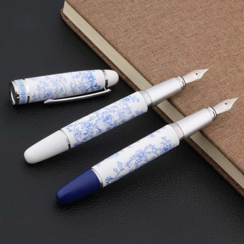High Quality Chinese Blue and White Porcelain Pattern Medium Nib Fountain Pen Stationery Office School Supplies 260310 - view 7