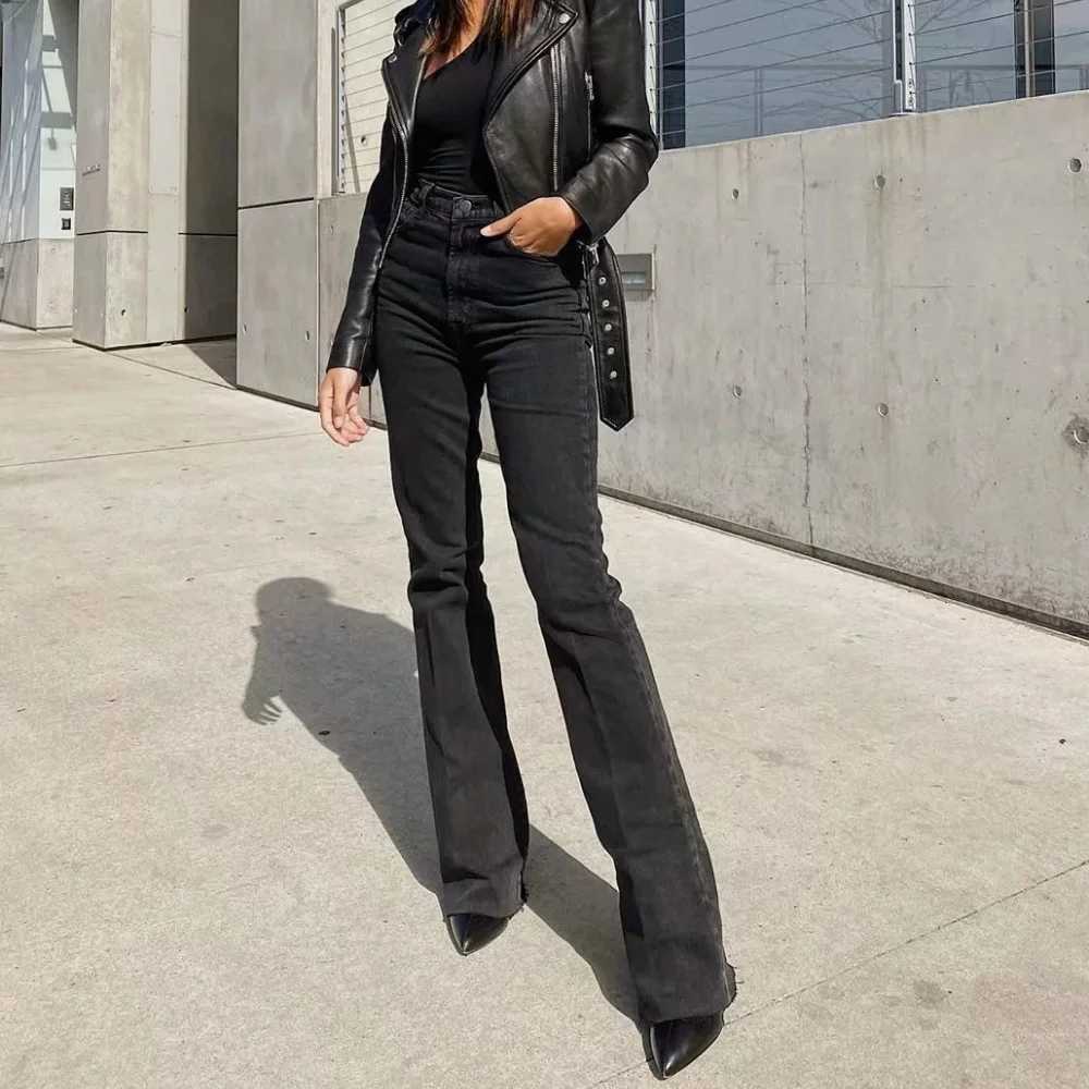 2025 New Autumn Retro Denim Pants Fashion Women High Waist Pocket Skinny Y2K Flare Jeans Casual Stacked Bootcut Streewear Jean M260310