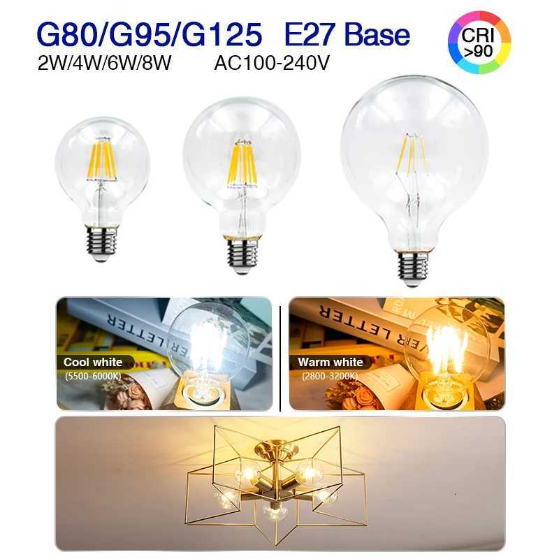 1-4pcs G80 G95 G120 LED Bulb E27 2W 4W 6W 8W AC 220V Energy Saving Global Light Lampada Ampoule Lamp Retro Edison Filament Bulbs H260310