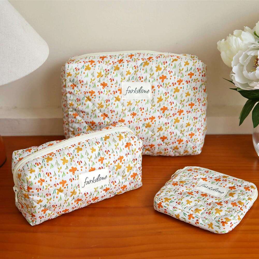 French Style Floral Art Fresh Stitching Cosmetic Bag For Makeup Skincare Travel Daily Storage Summer With Multi-Purpose Flowers XJ260310