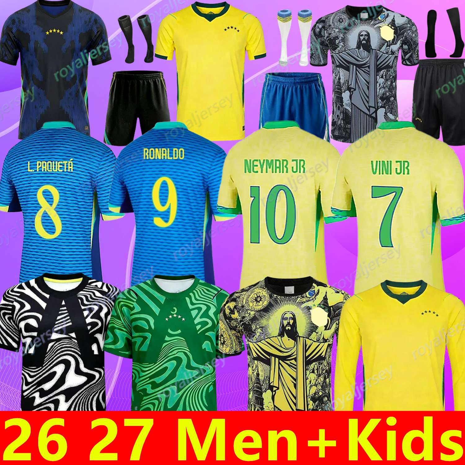 brazil world cup 2026 Jersey 2026 2027 Soccer Football Shirs Rodrygo vini jr Raphinha Savinho Endrick NEYMAR JR brasil National Team L. PAQUETA 26 27 Men KID fans player