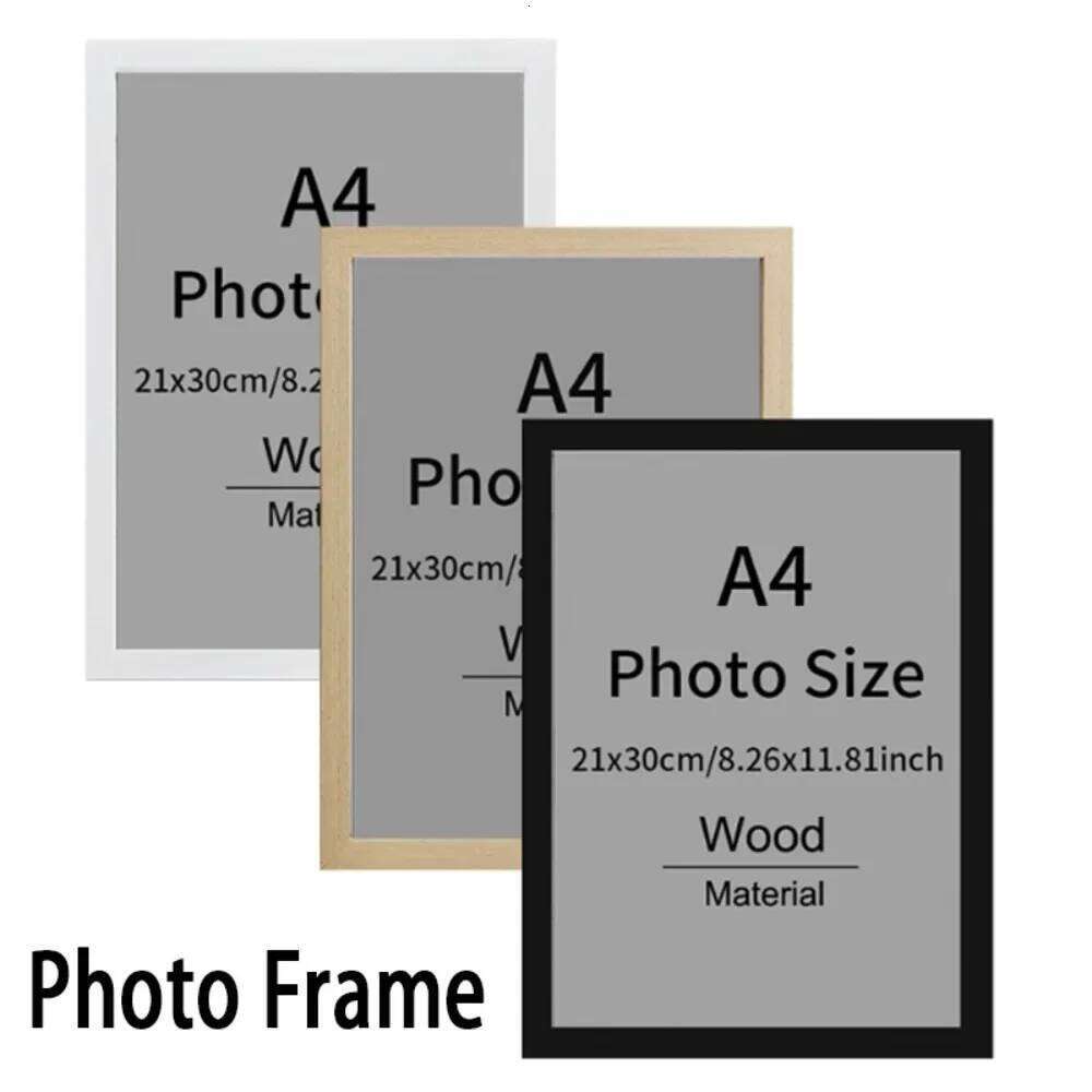 21x30cm White and Black Wood Grain Color Wooden Photo Frame 9"x11" A4 Poster Canvas Painting Display Stand Picture Decor H260310 - view 7