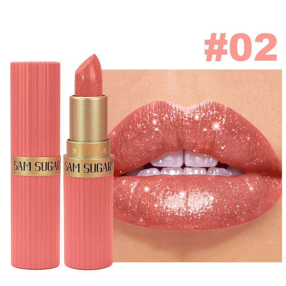 6colors Glitter Lipstick Waterproof Long Lasting Gloss Diamond Shimmer Pearl Lip Glaze Moisturizing Women Lips Makeup Novice Z260310