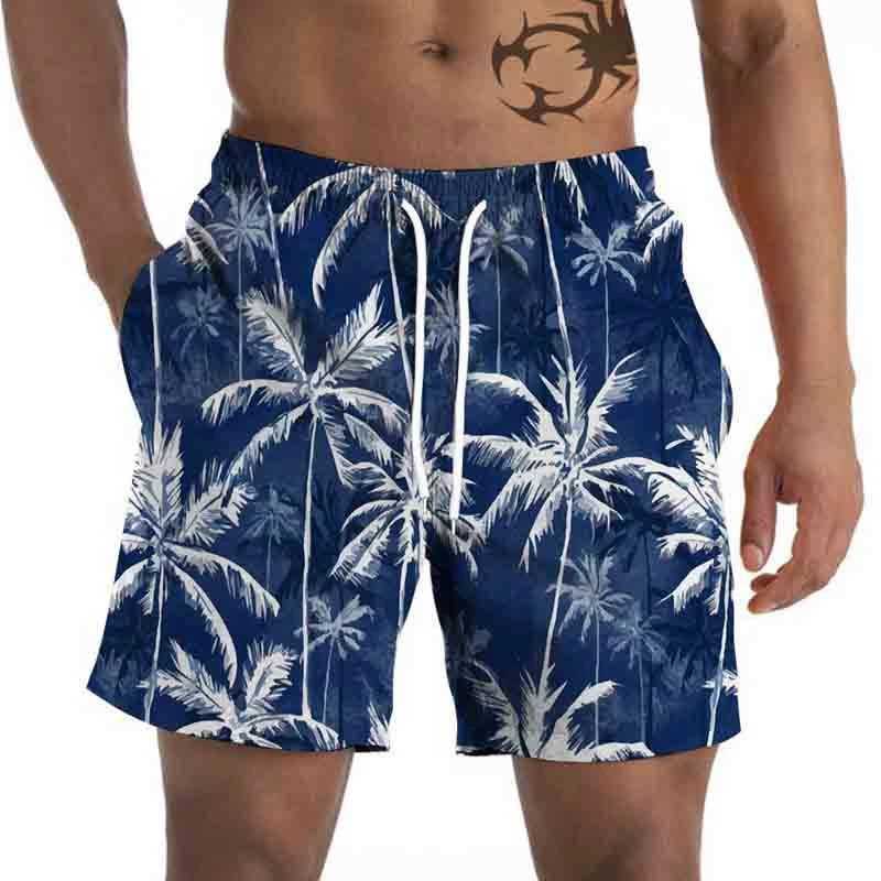 Vintage Coconut Tree 3D Printed Beach Pants New Mens Seaside Casual Loose Short Pants Women Fashion Hawaii Surf Board Shorts N260310